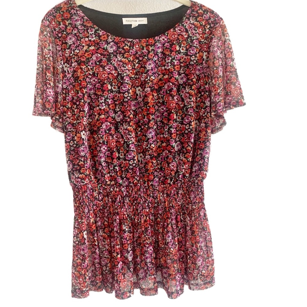 Perseption Concepts Blooming Floral Print Blouse Size M